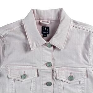 Gap Crop Icon Denim Trucker Jacket Light Pink Women's Small Cotton Blend